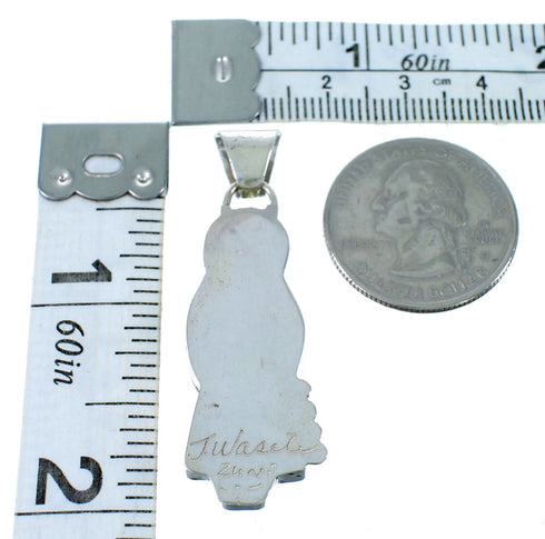 Zuni Storyteller Woman Multicolor Sterling Silver Pendant RX111450